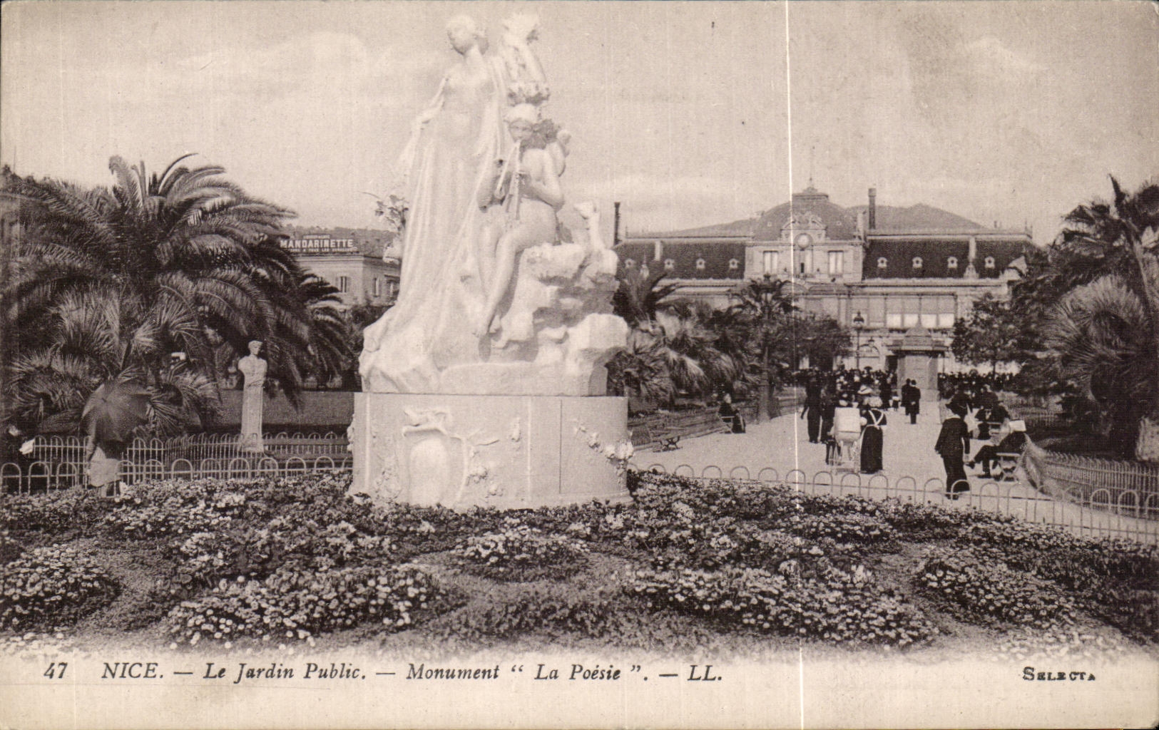 CPA Nice the Public garden Monument Poetry