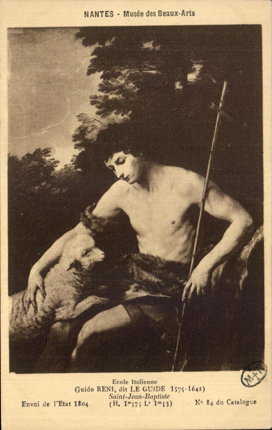 CPA Nantes Musee of Beautiful Arts School Italian Guido Reni says the Guide 1575 1642 Saint Jean Baptiste Mouton Sheep