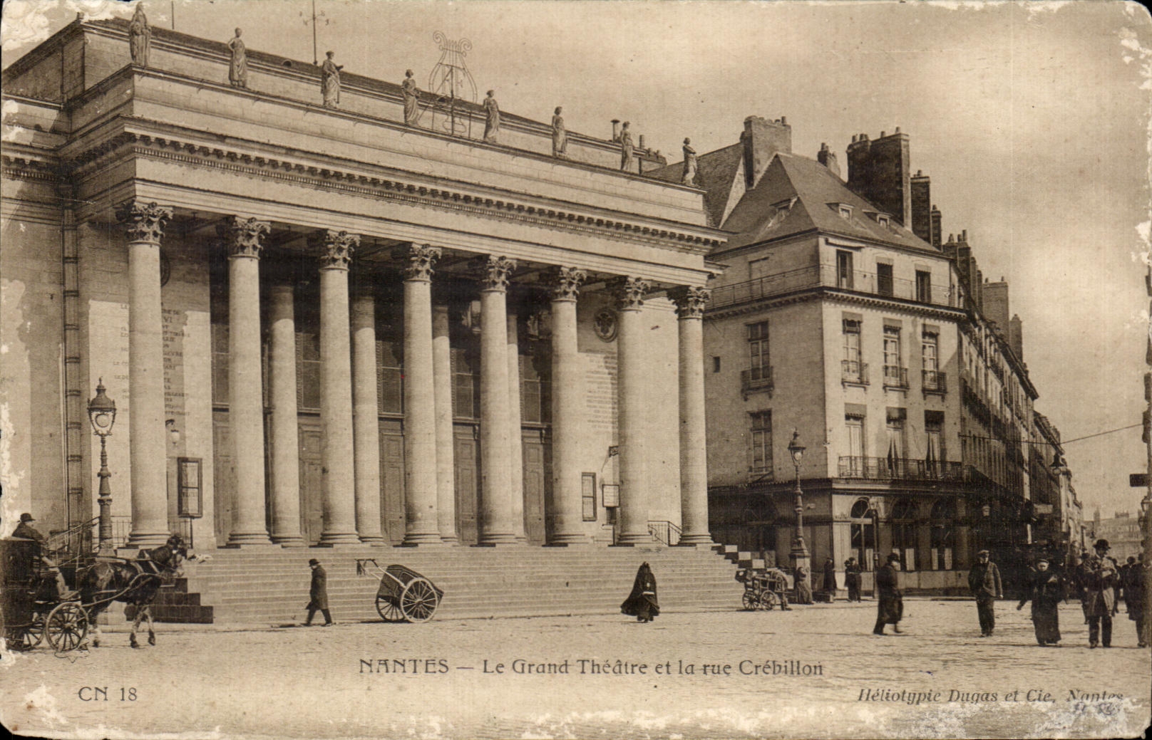CPA Nantes the Large Theater and the street Crebillon