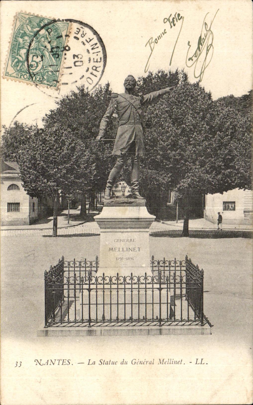 CPA Nantes Statue of General Mellinet