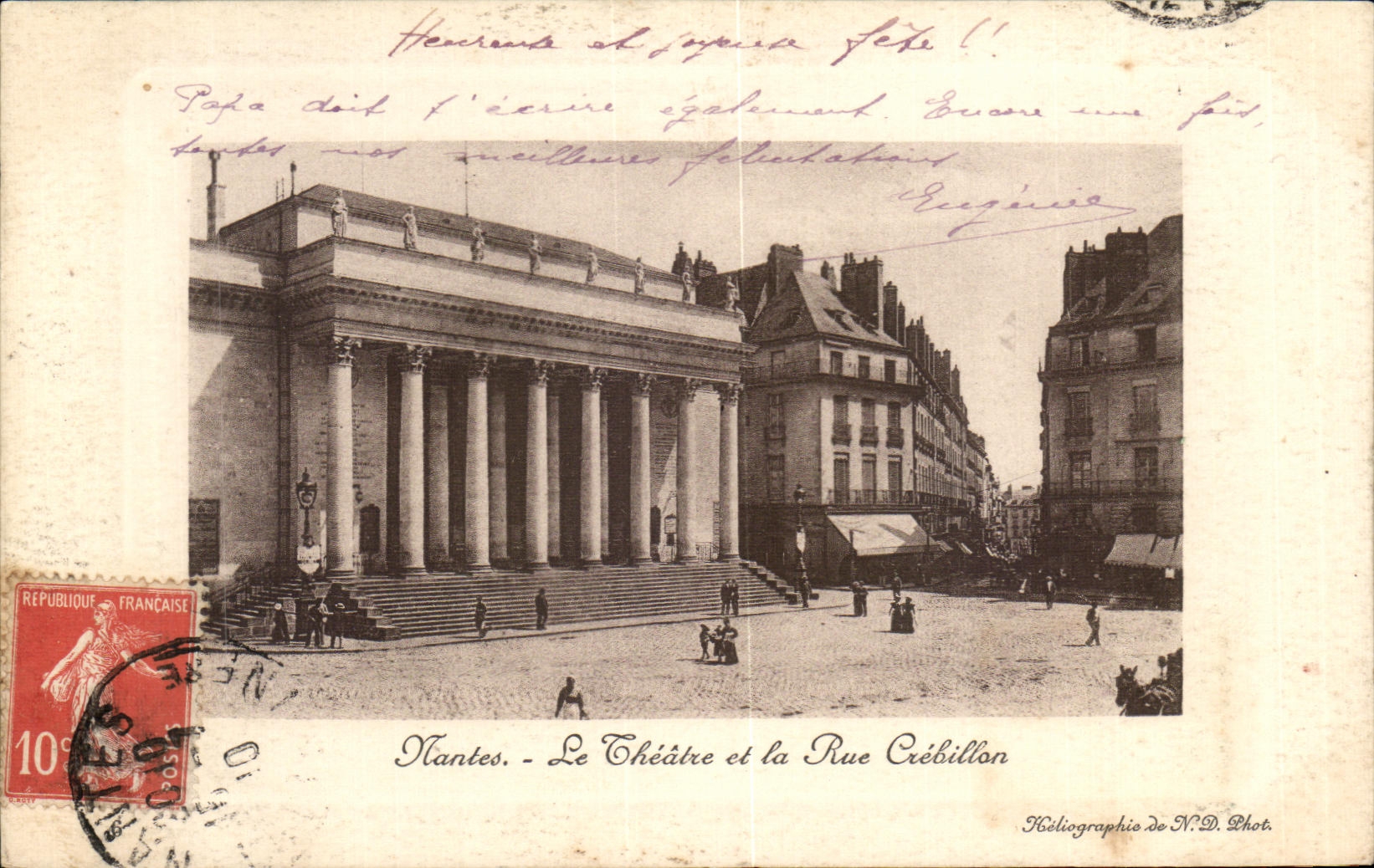 CPA Nantes the Theater and the Street Crebillon