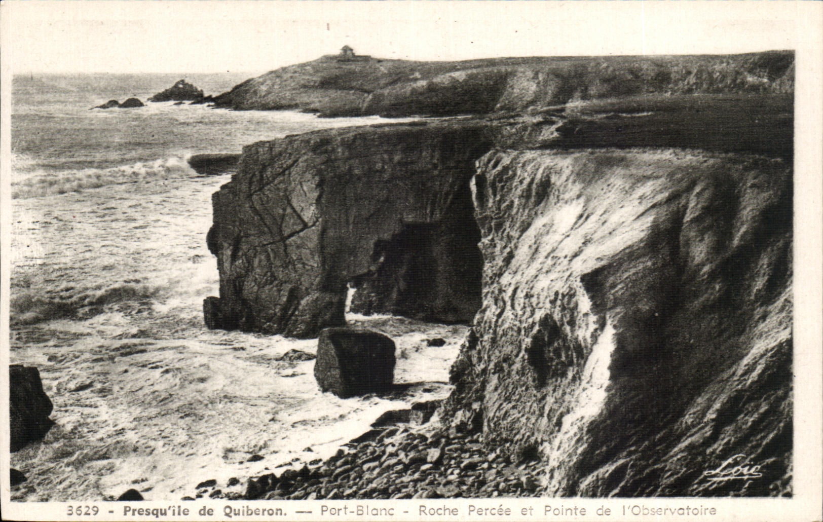 CPA Presqu ile de Quiberon Port Blanc Roche Percee et Pointe de l Observotoire