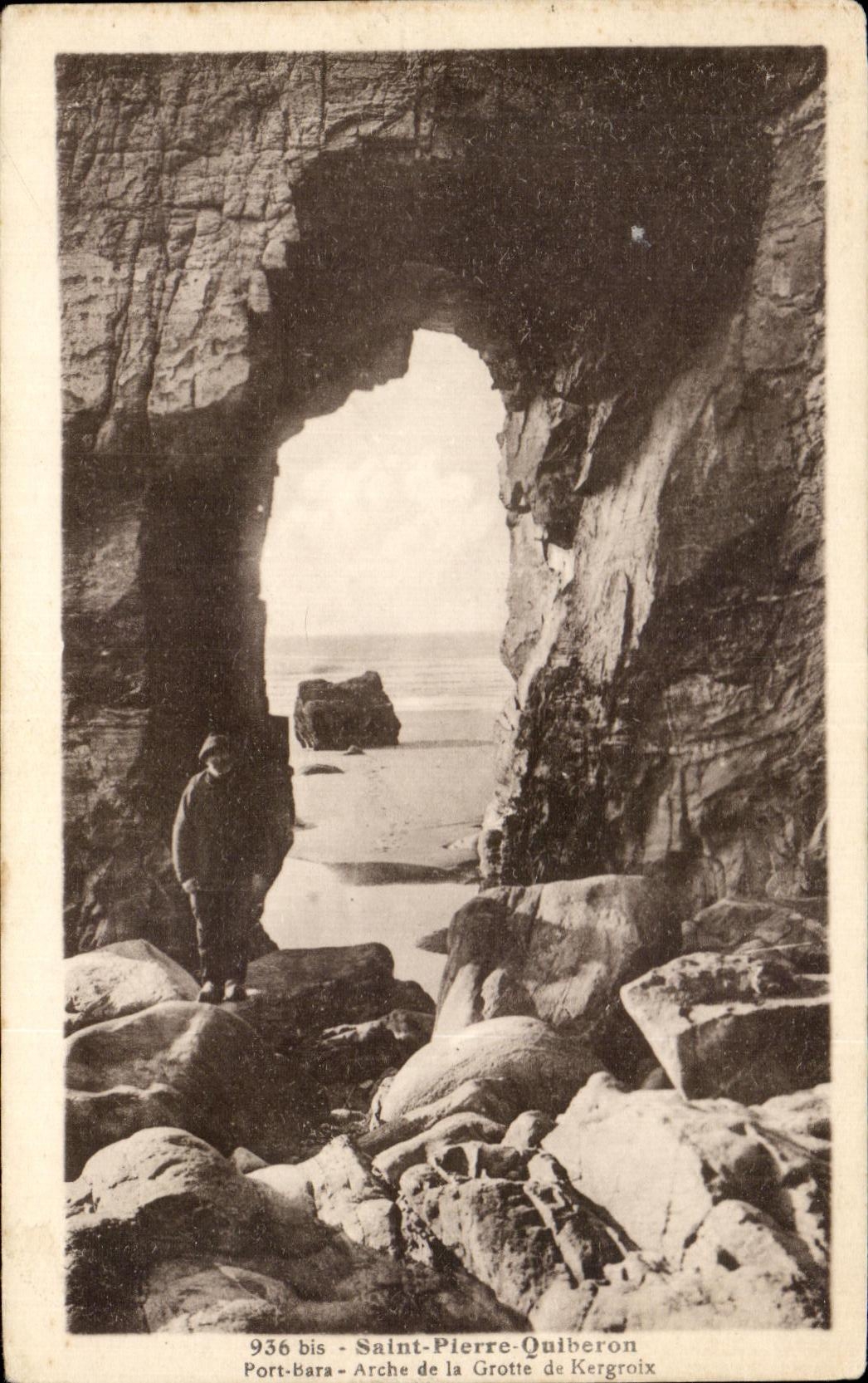 CPA Saint Pierre Quiberon Port Bara Arche de la Grotte de Kergtoix