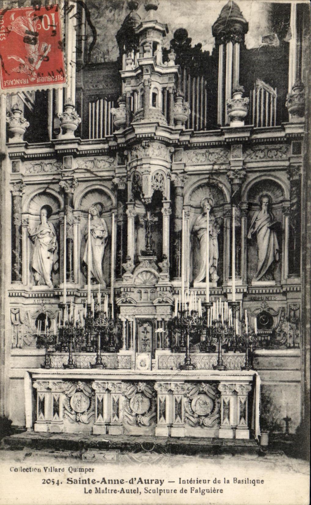 CPA Sainte Anne Interior Auray of the Basilica Maltre Furnace bridge Sculpture of Falguiere Organ