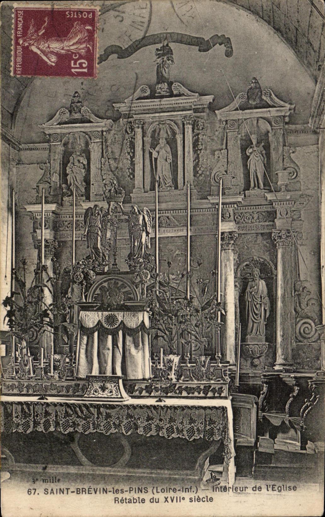 CPA Saint Brevin Pines Interior of Church Retable of the XVII E century