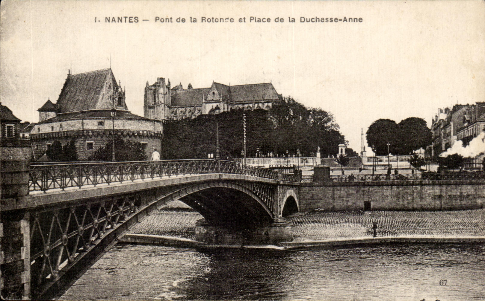 CPA Nantes Bridge of the Rotunda and Place of the Duchess Anne