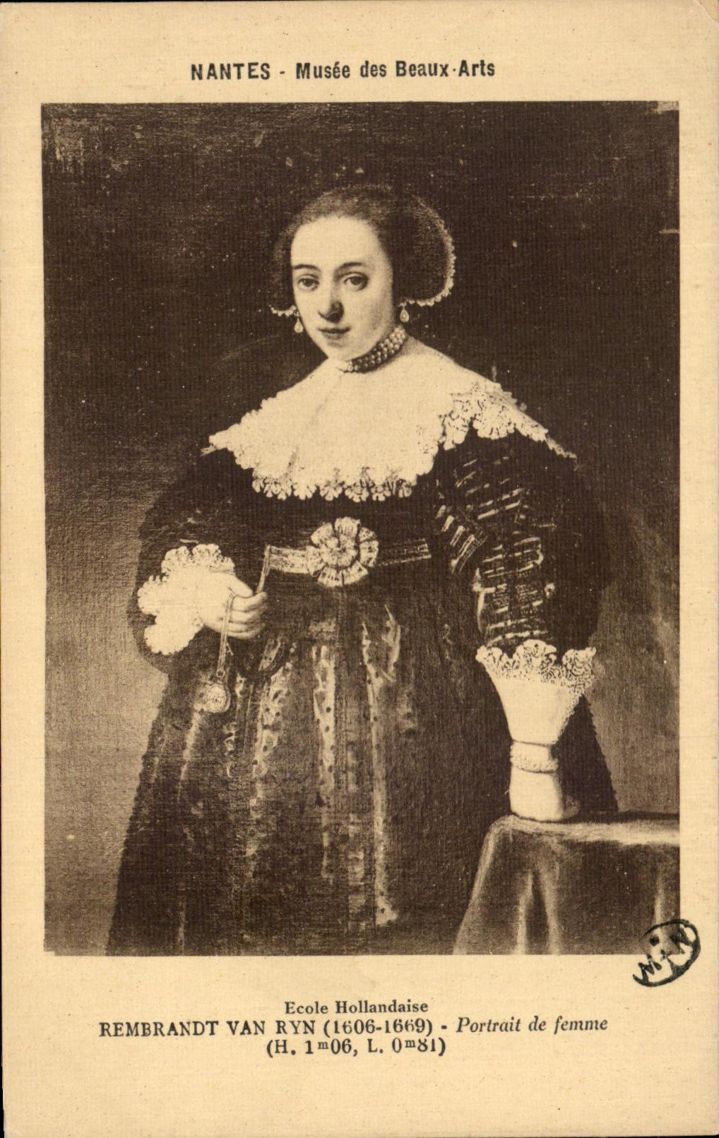 CPA Nantes Museum of Beautiful arts Rembrandt Portrait of woman