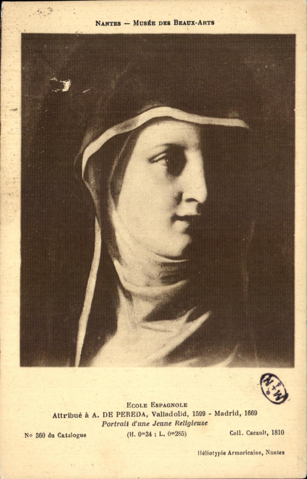 CPA Nantes Museum Of Beautiful arts De Pereda Valladolid Madrid Portrait of young nun