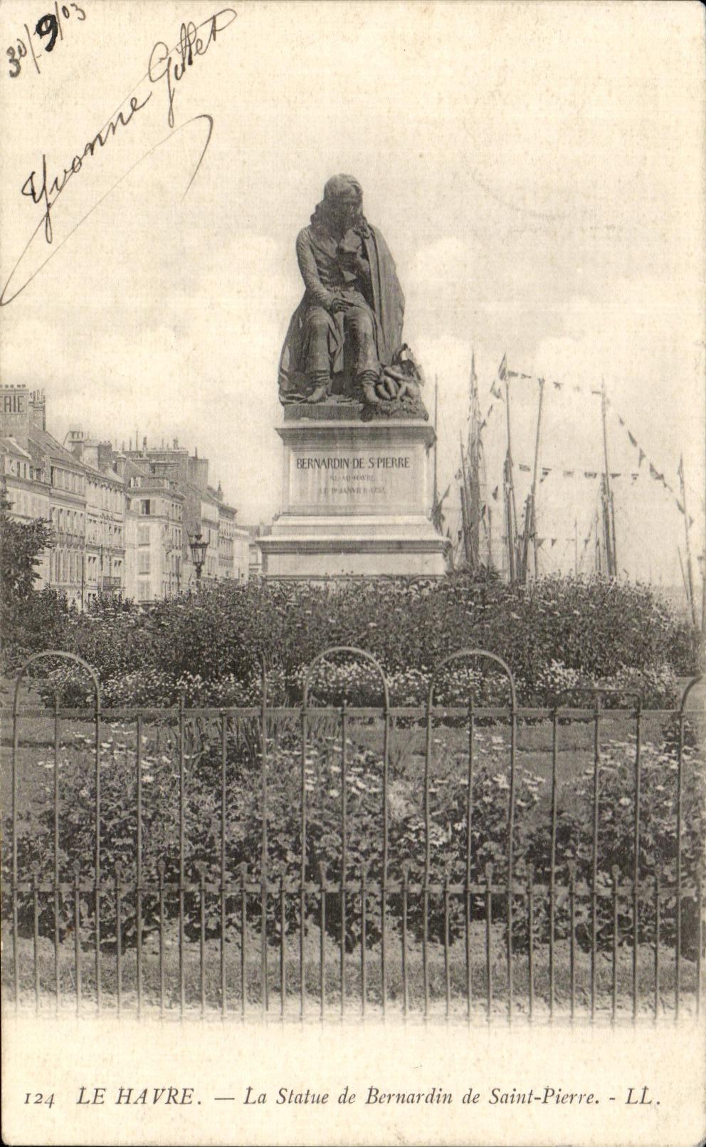 CPA Le Havre Statue of Bernardin of Pierre Saint