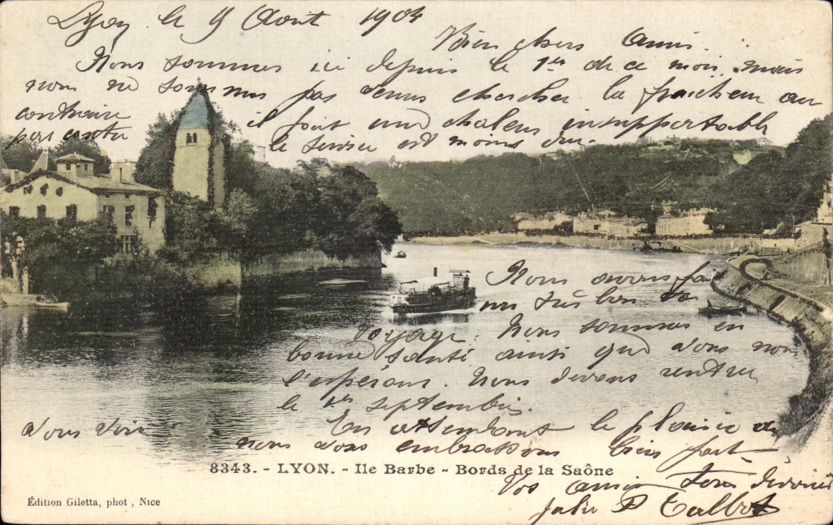 CPA Lyon Ile Beard Edges of the Saone Bateau
