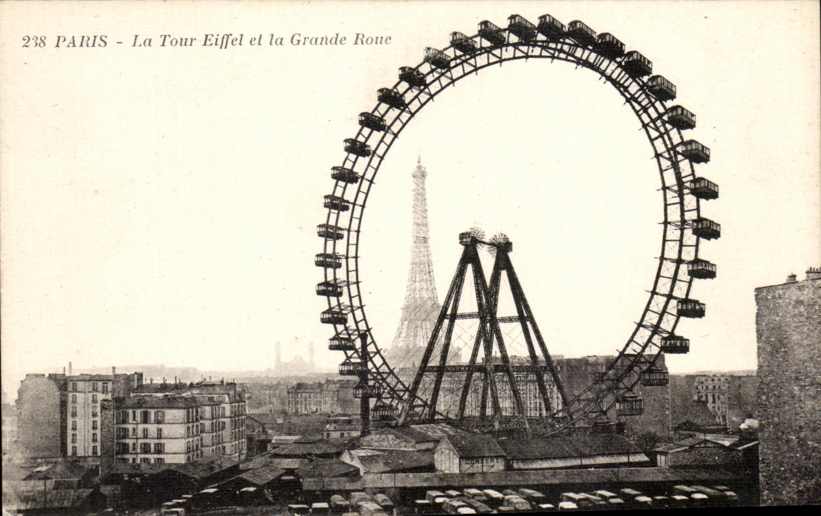CPA Paris the Eiffel Tower and the Large Wheel