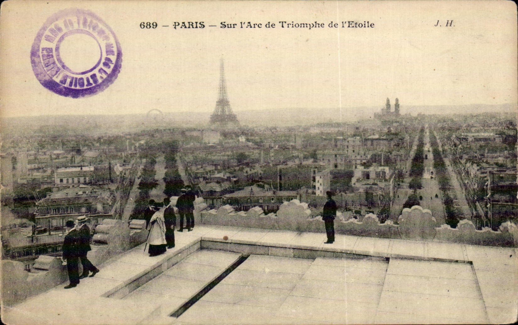 CPA Paris vieja en Arc De Triomphe de la torre Eiffel de Etoile