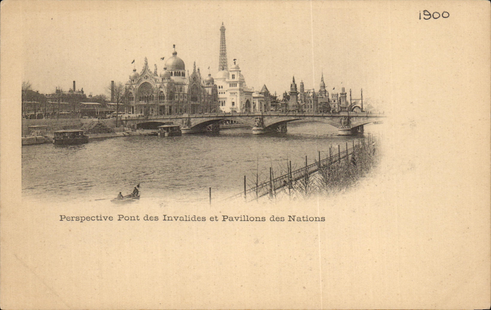 CPA View Bridge of Invalides and Houses of the Nations Paris Eiffel Tower