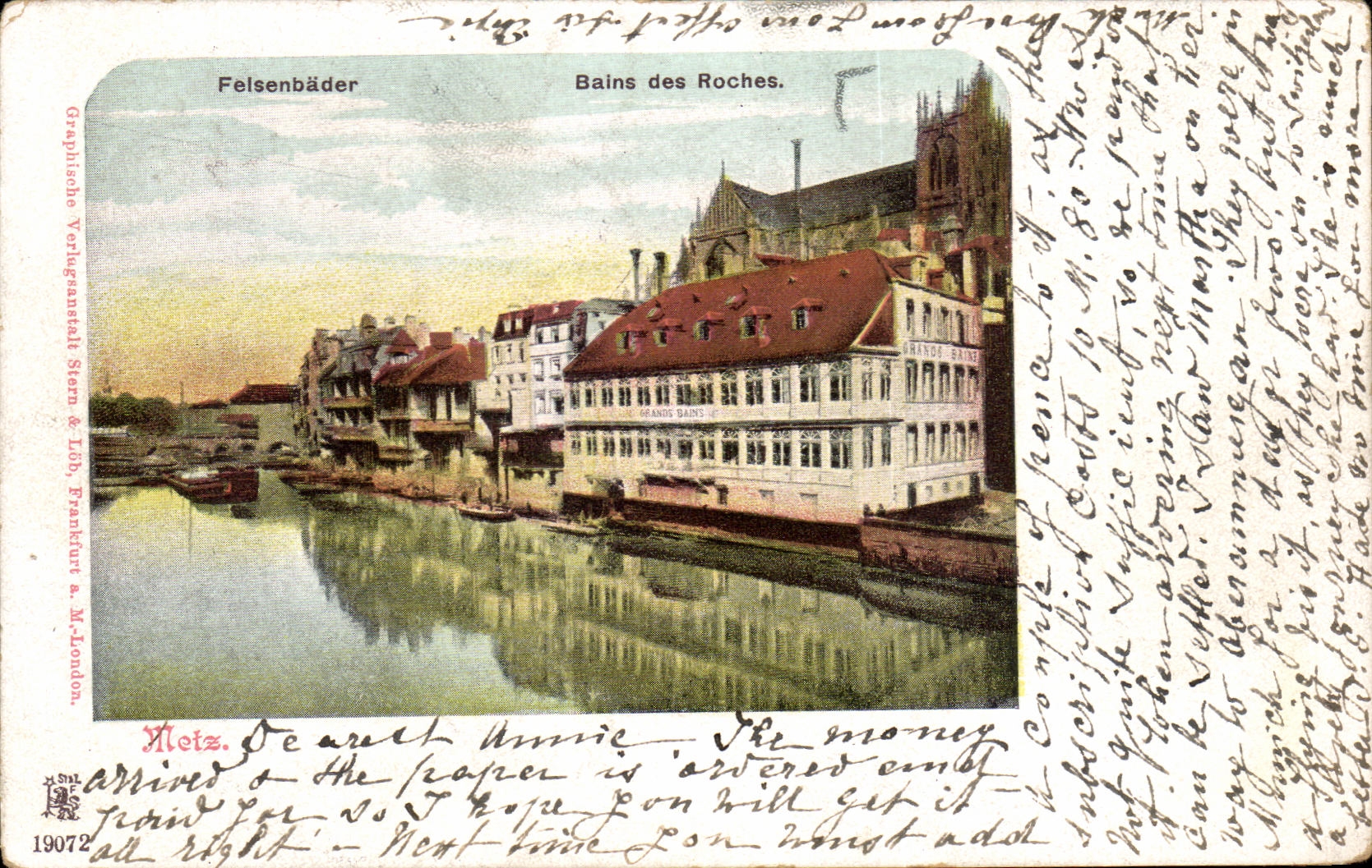CPA Bains des Rochers Felsenbader Metz 