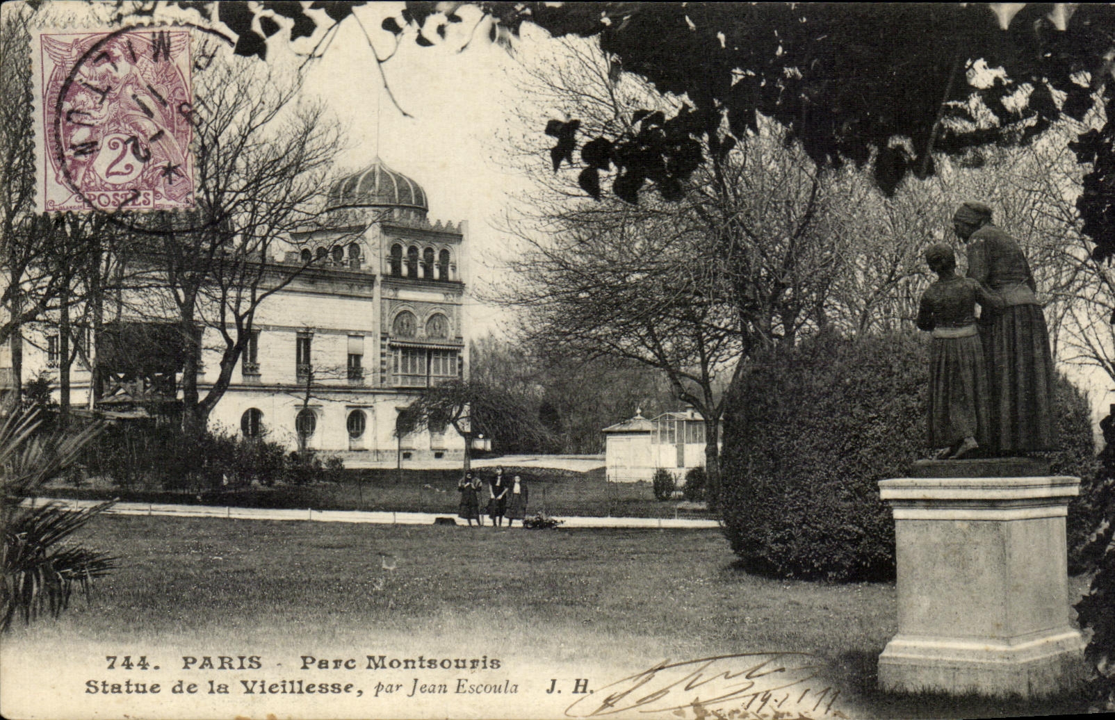 CPA Paris Montsouris Park Statue of Old age Observatory