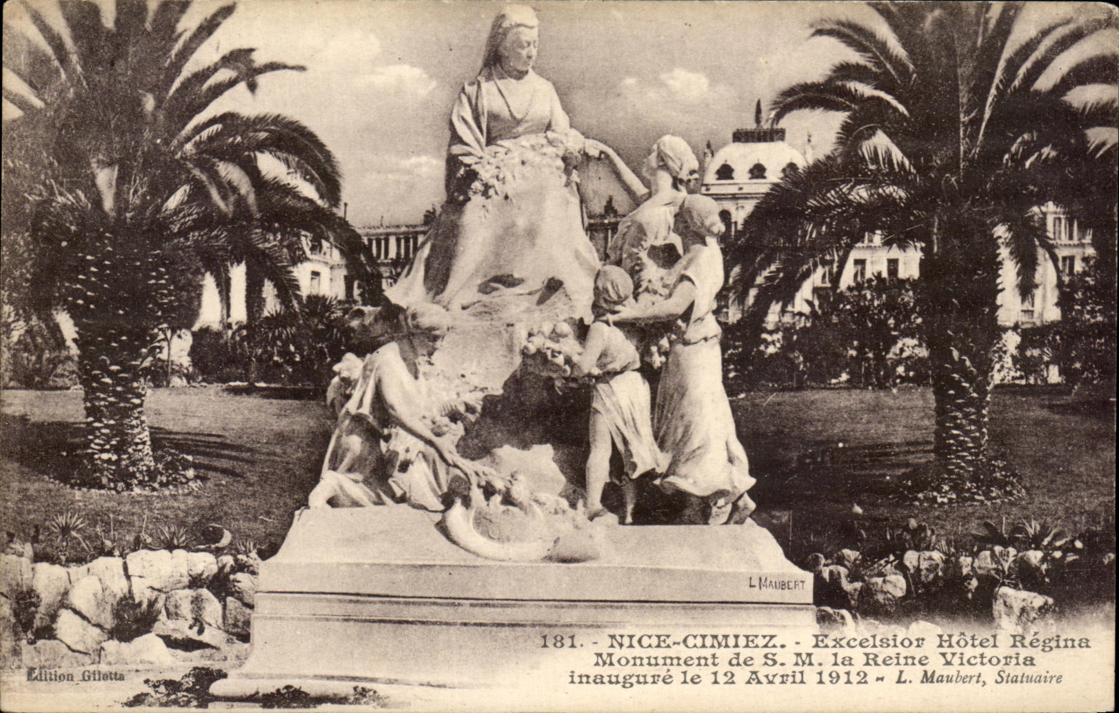 Monumento de Regina del hotel de las virutas para rellenar de CPA Niza Cimiez de la reina de Victoria