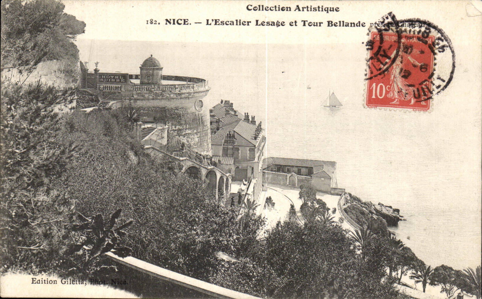 Escalera Lesage de la coleccion artistica de CPA Niza y viaje Bellande