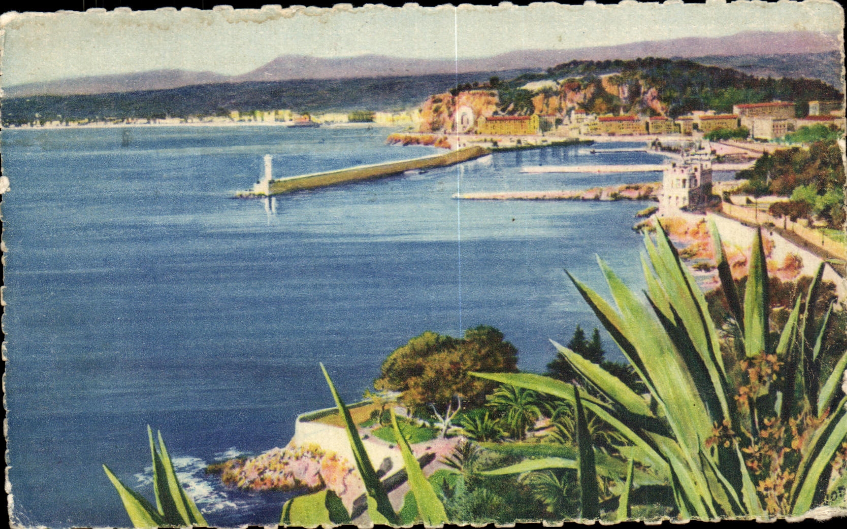 Niza azul Francia de las dimensiones suaves de CPA la opinion de las montanas tomada del montaje del boro