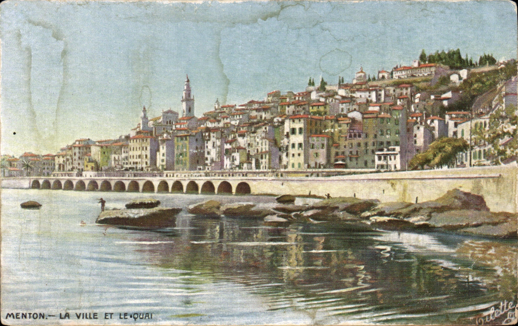 CPA Menton La Ville Et Le Qual