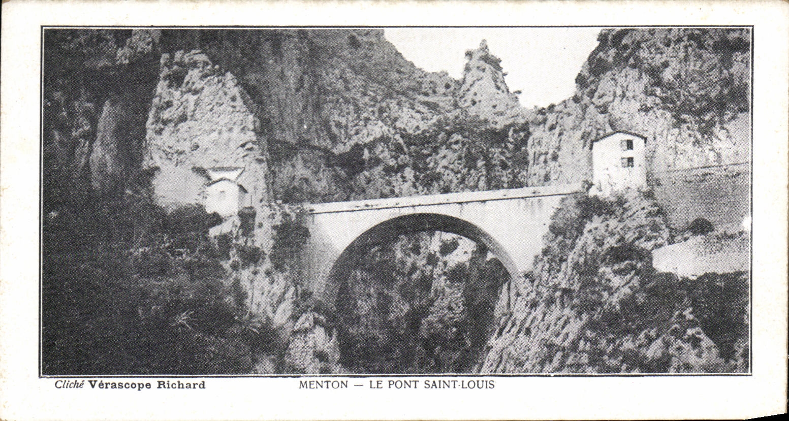 CPA Menton Le Pont Saint Louis Publicite Chocolat the de la compagnie coloniale