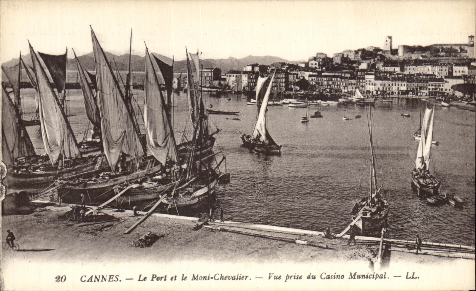 CPA Cannes the Port and the Mount Knight Seen from of the Municipal Casino Boats