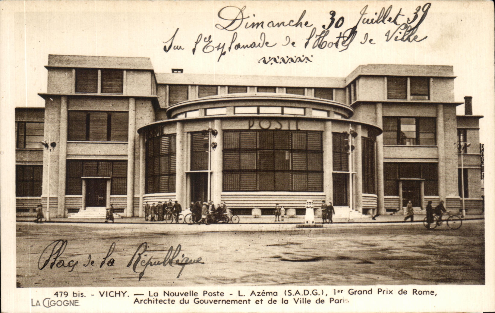 CPA Vichy the New Post office Azemz (S A G) er Grand Prix of Rome Architect of Gouvernment and the Town of Paris