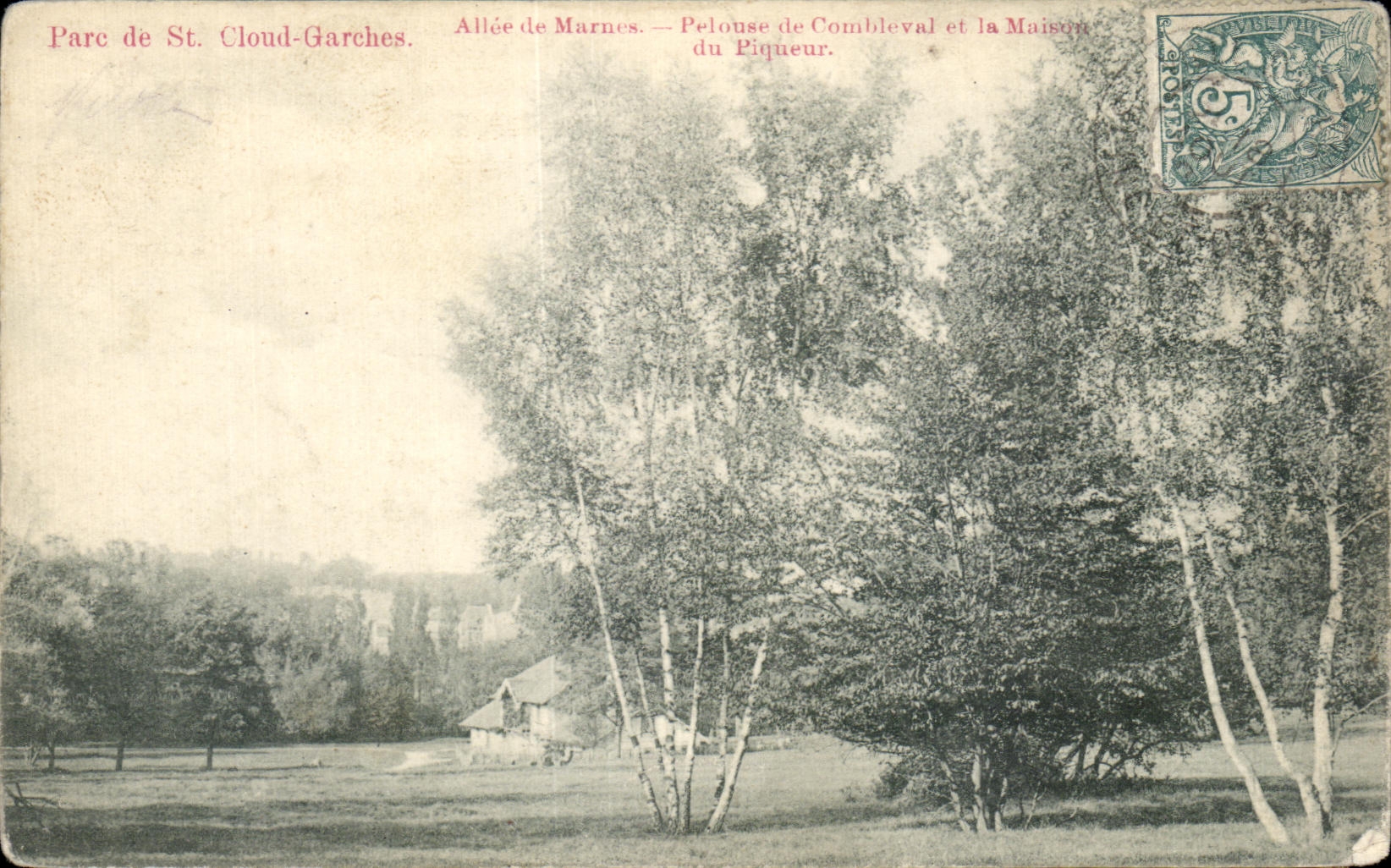 CPA Park of St Cloud Garches Allee of marnes Lawn of Combleval and the house of the stitcher