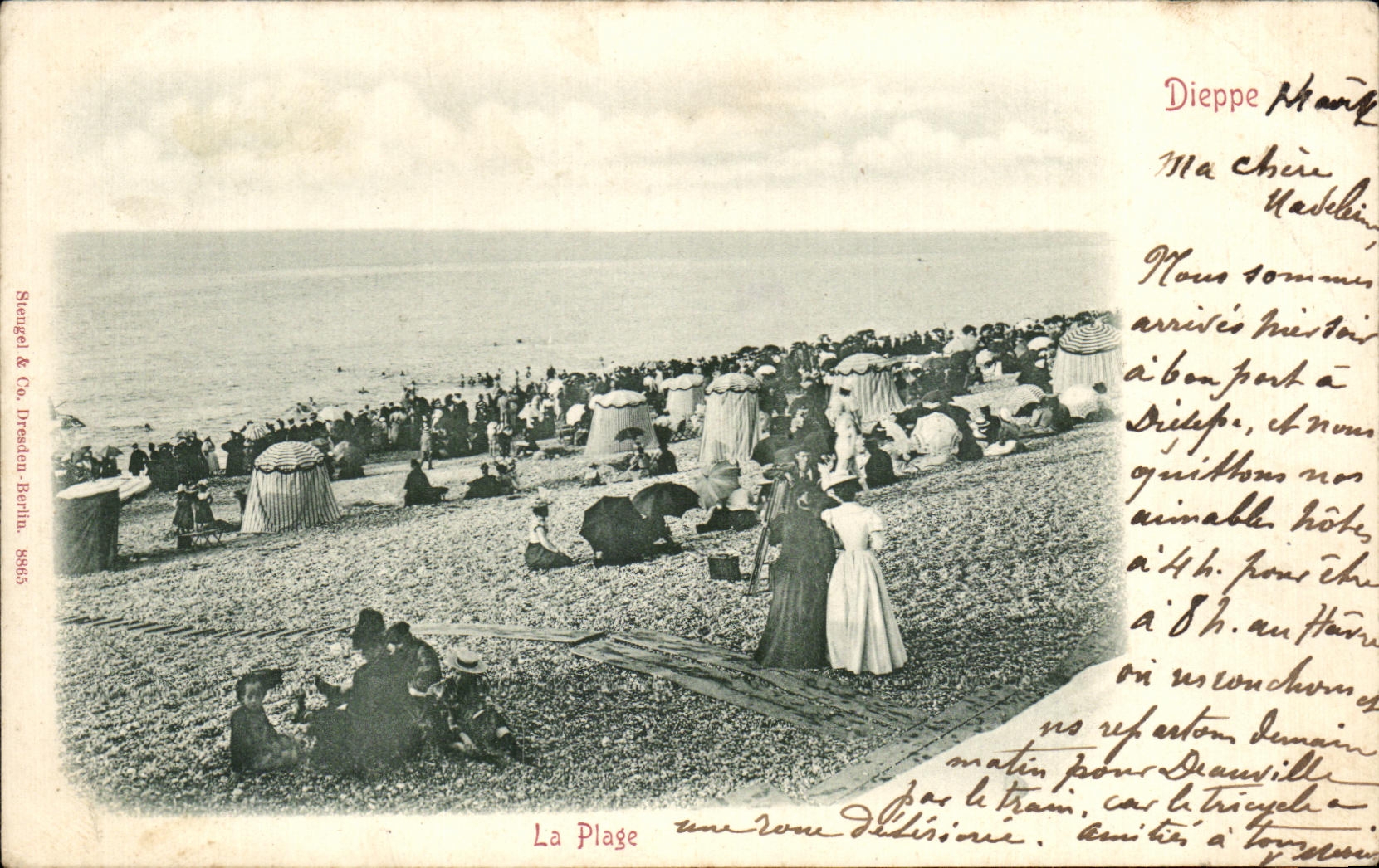 CPA Dieppe la carta 1899 de la playa