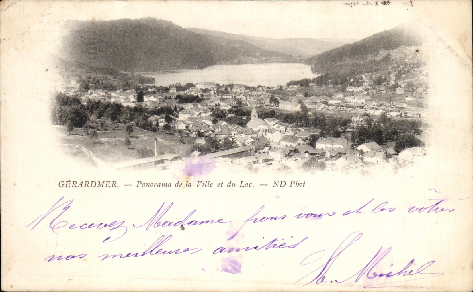 CPA Gerardmer Panorama of the City and the Lake chart 1899