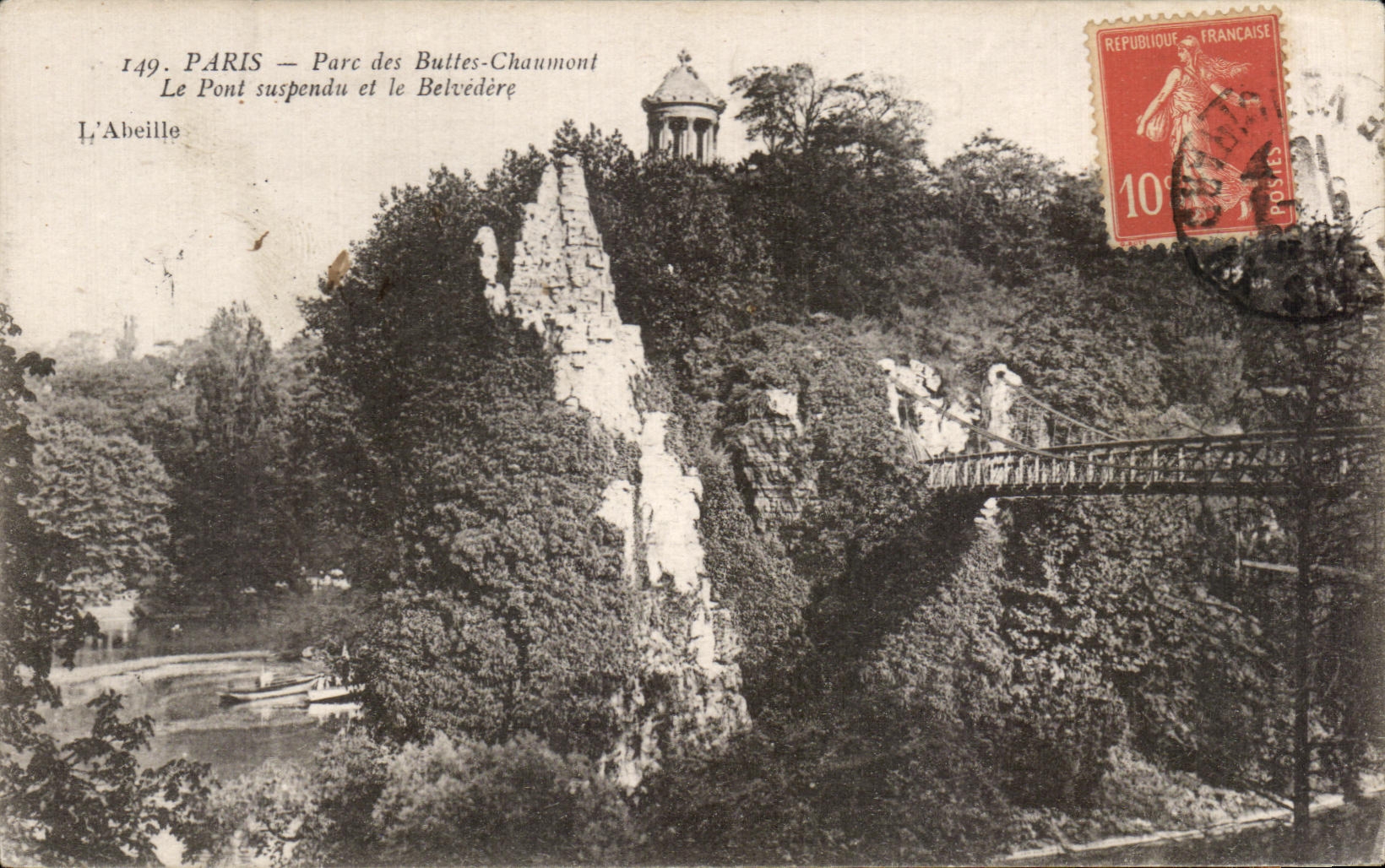 CPA Paris Park of the Chaumont Hillocks the Suspended bridge and Belevedere