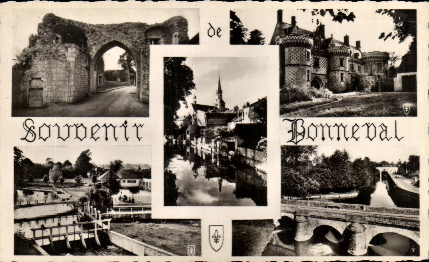 CPA Bonneval Porte Saint Roch Abbaye Saint Florentin Fosses Saint Jacques Piscine Pont du Moulin