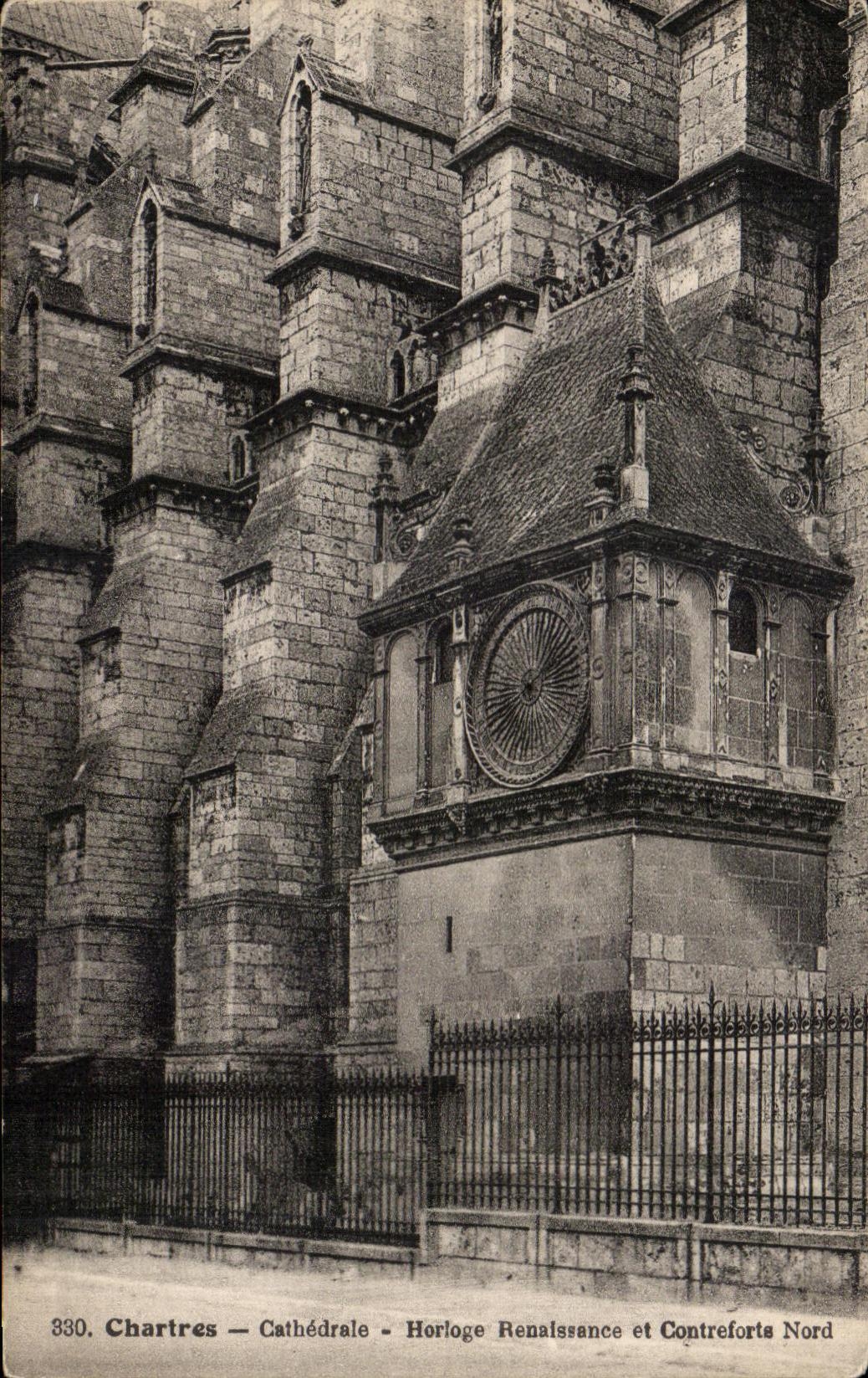 CPA Chartres Cathedral Clock Renalssance and Northern Contreforte