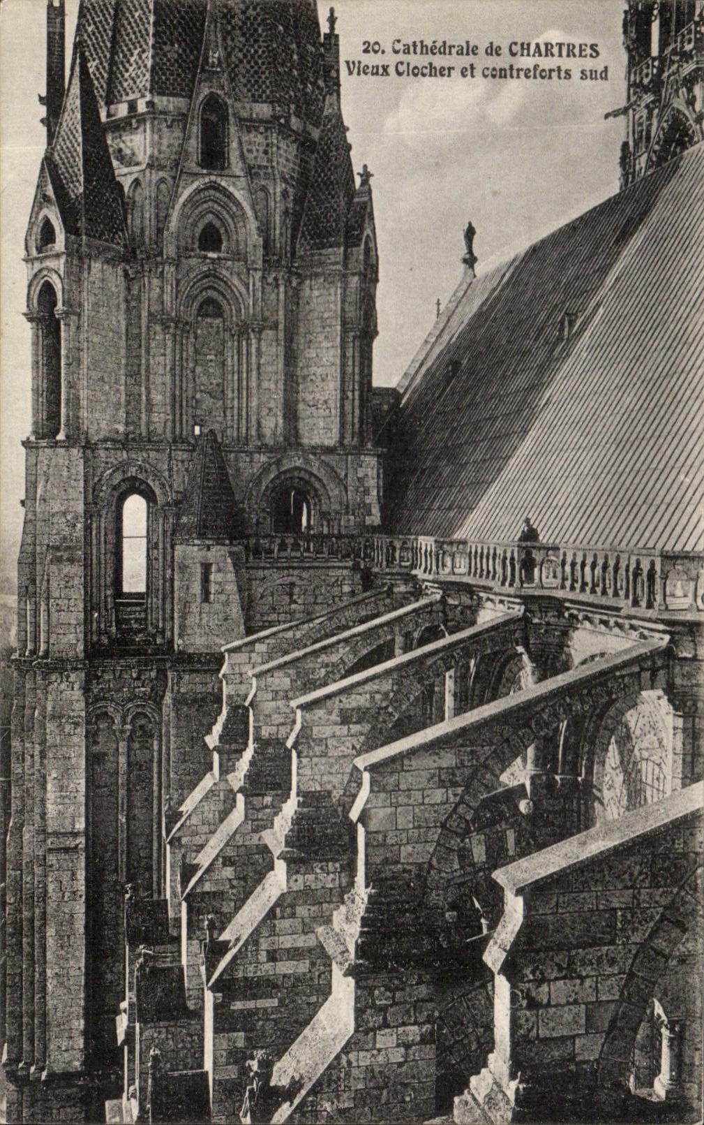 CPA Cathedral Of Chartres southern Old man Bell-tower and coutreforts