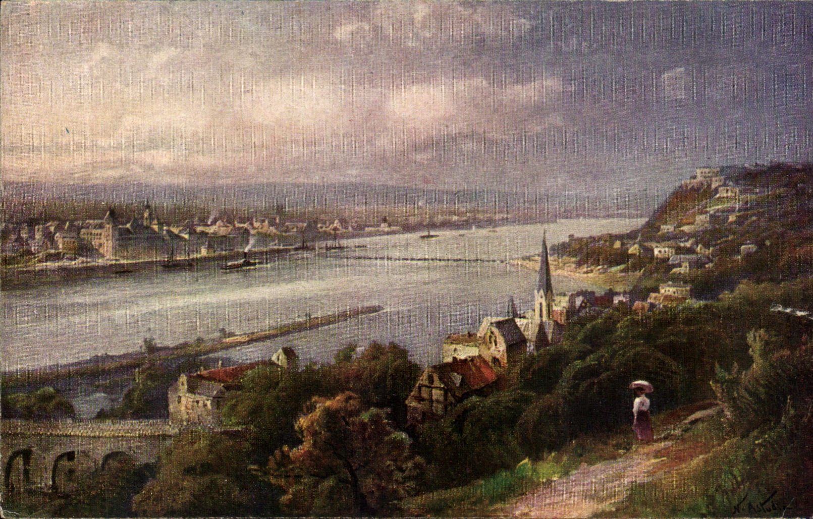 CPA Koblenz year dee hard Mondung Mosel in den Rhein