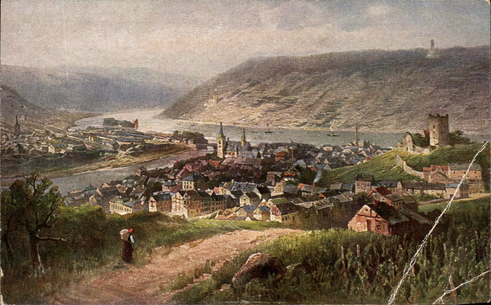 CPA Bingen Das lustigute Stadtchen aru ganzen Rheln