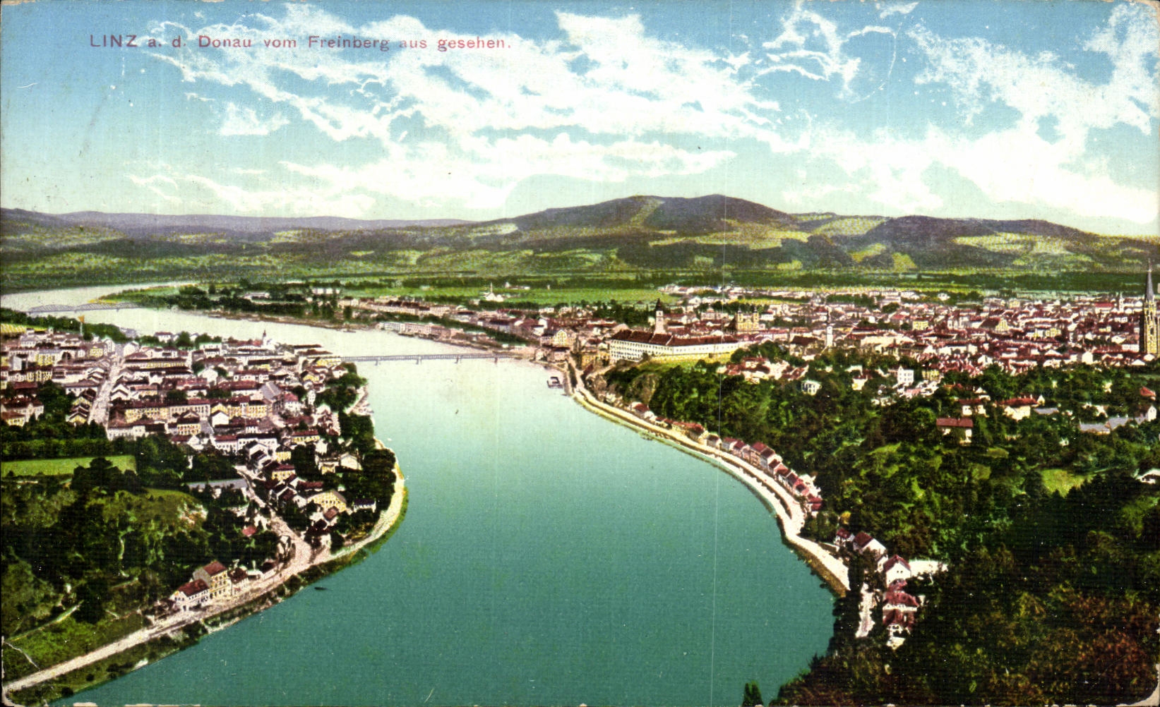 CPA Linz has Donau vom Freinbarg aus gesehen