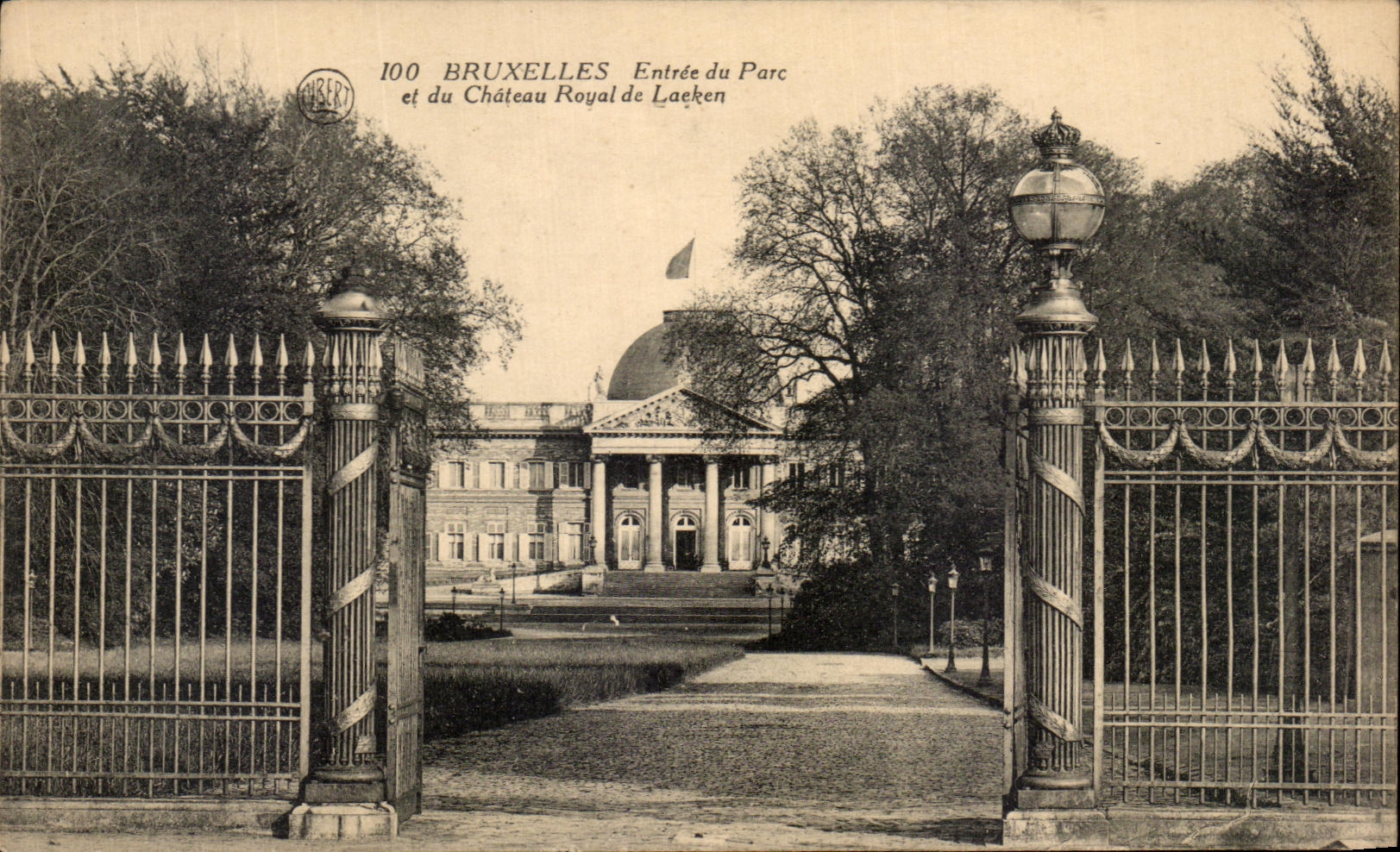 Entrada de CPA Bruselas del parque y el castillo real de Laken