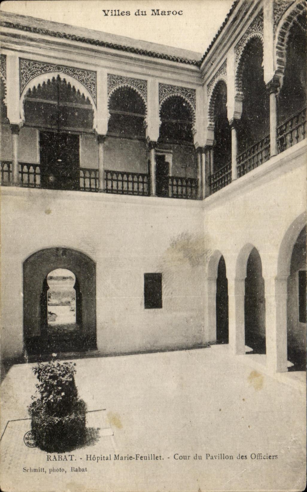 CPA Villes du Maroc Rabat Hopital Marie Feuillet Cour du Pavillon des Officlers