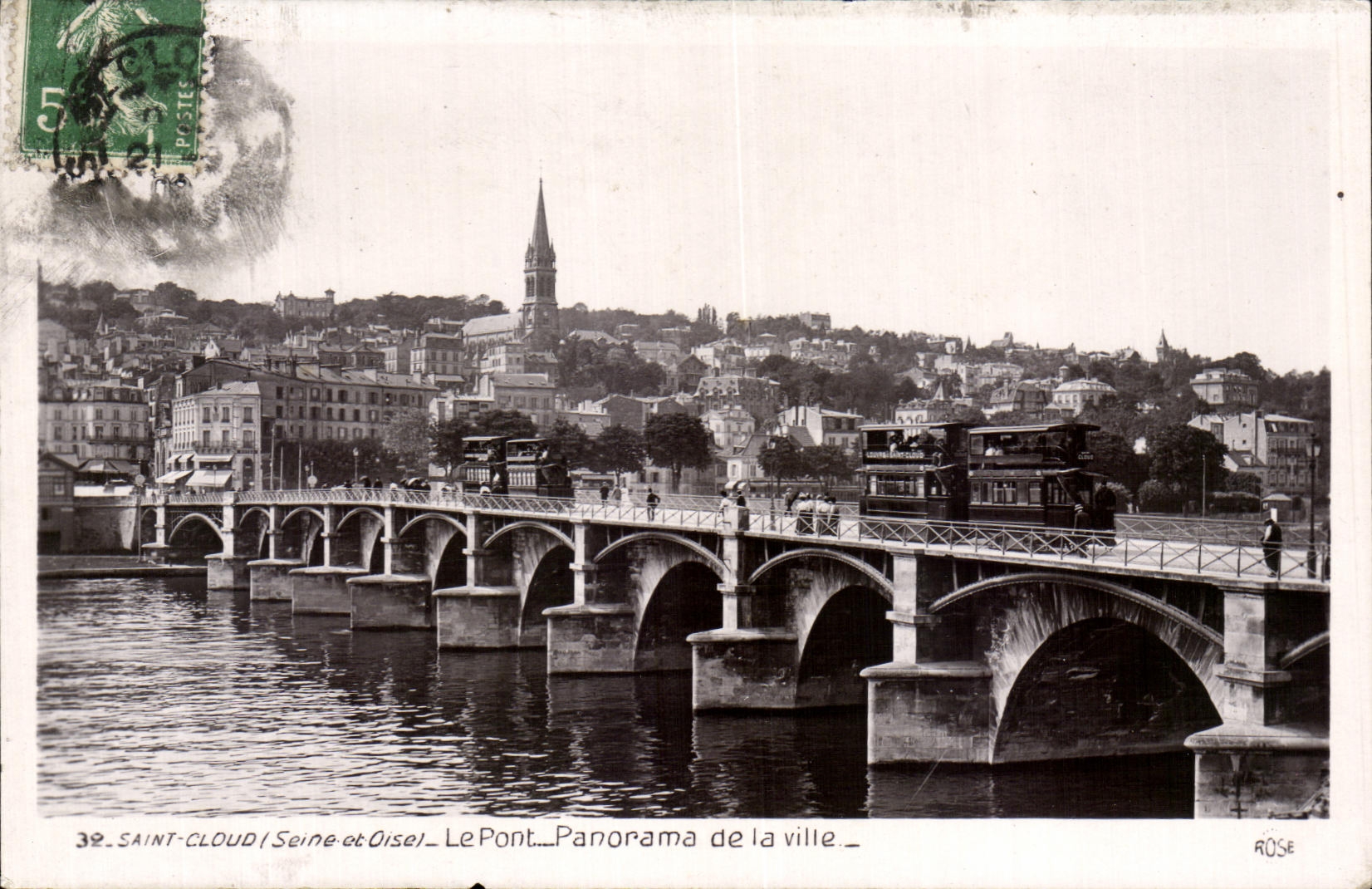 CPA Saint Cloud the Bridge Panorama of the City Drunk
