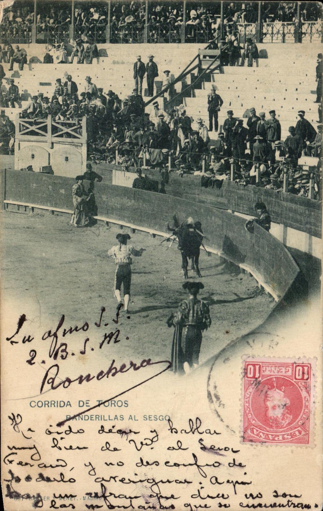 CPA Corrida De Toros Banderillas Al Sesgo Taureau