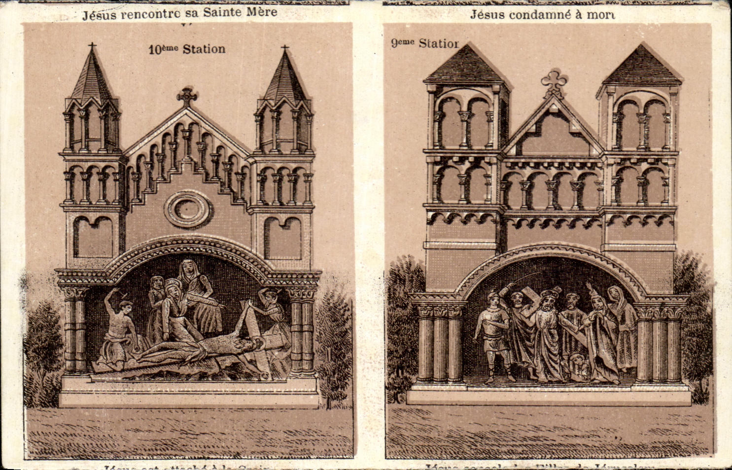 CPA Jesus rencontre sa Sainte Mere Jesus condamme a mort Lourdes
