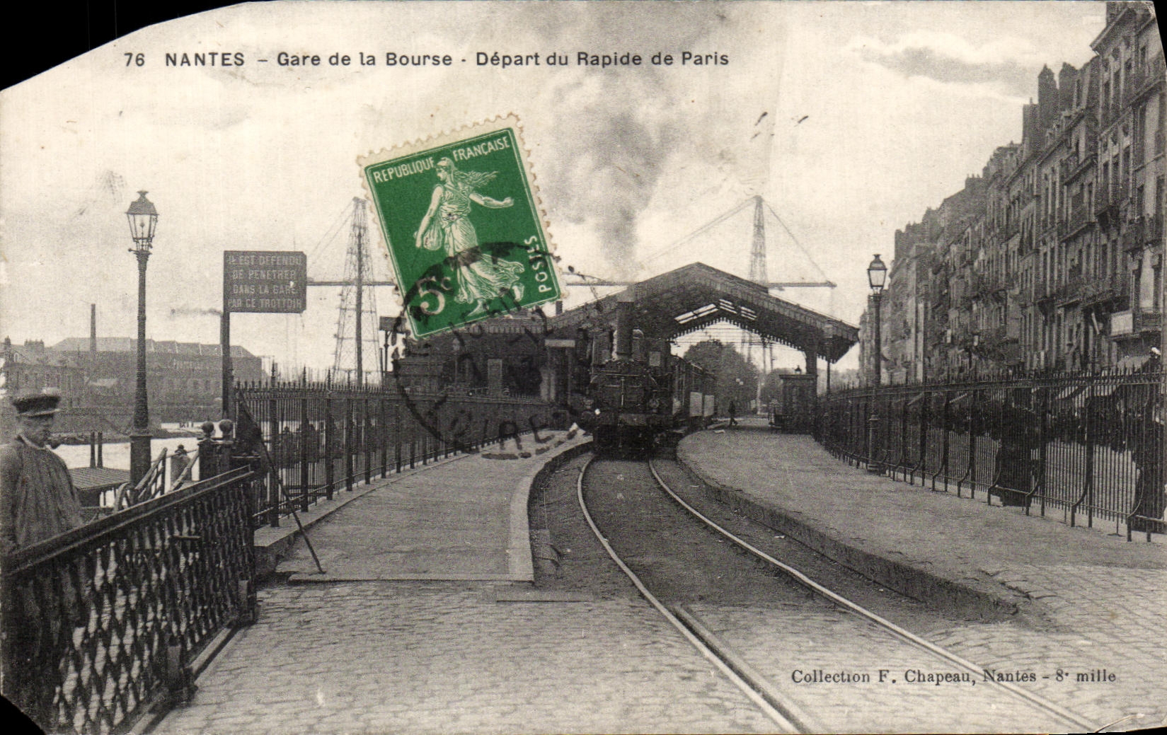 CPA Nantes Parks Stock Exchange Departure of the Rapid of Paris