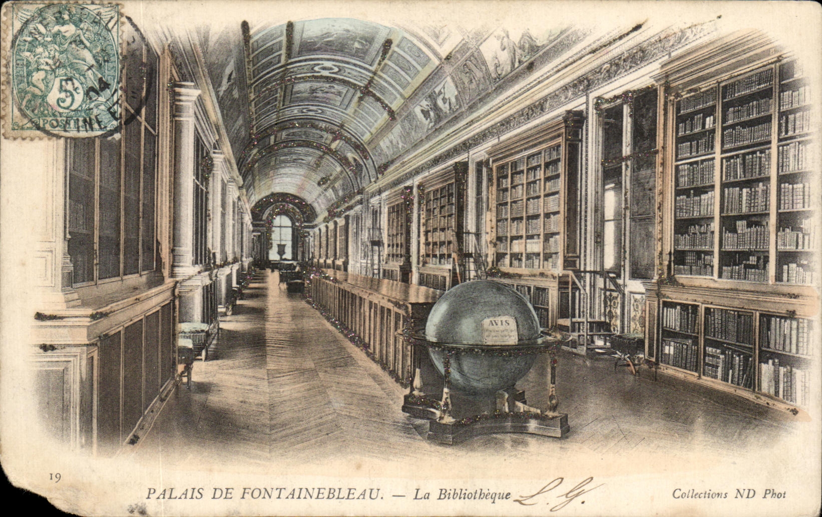 CPA Palais De Fontainebleau LA Bibliotbeque Library