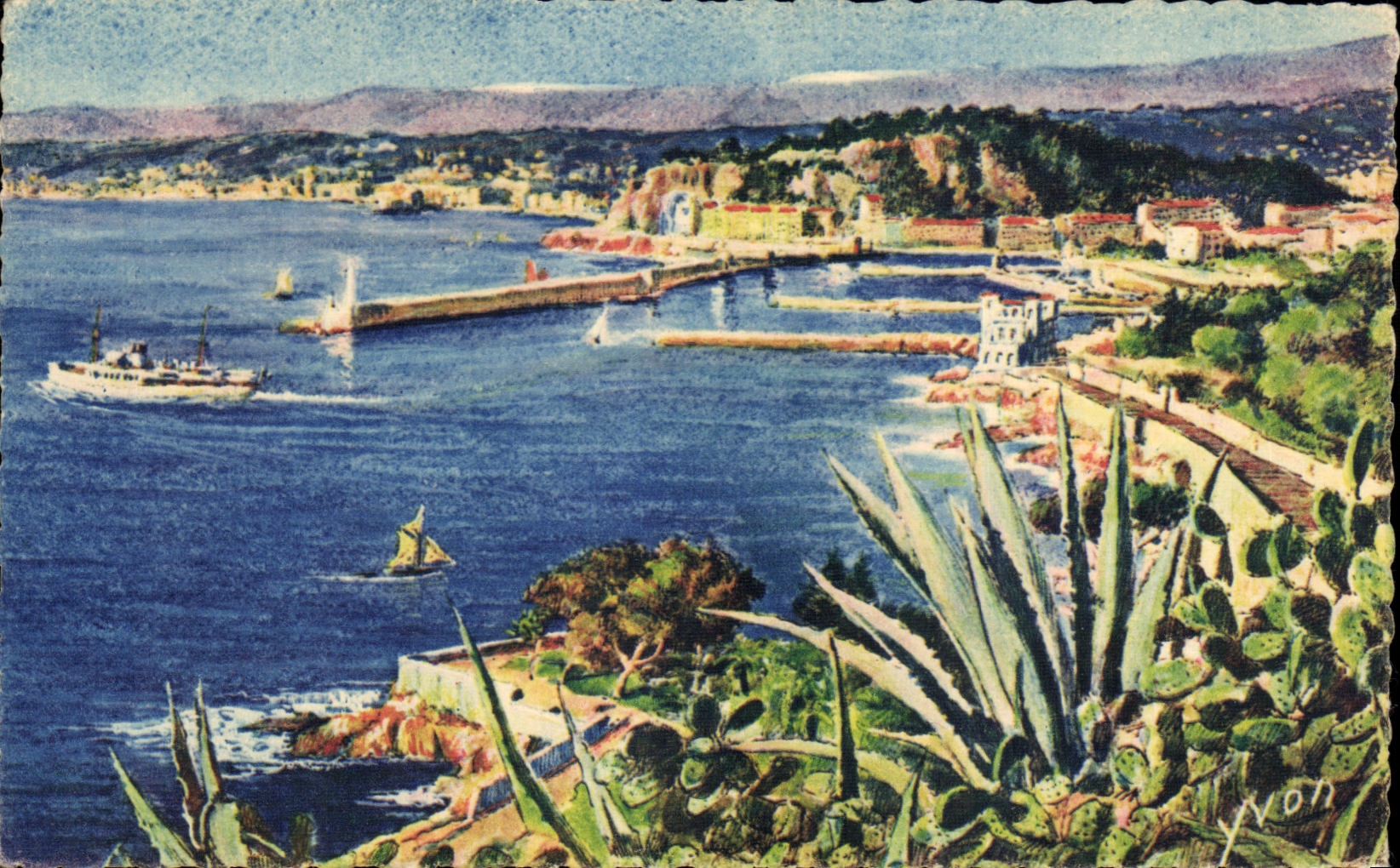 Opinion azul Francia de las dimensiones suaves de CPA Niza tomada del montaje del boro