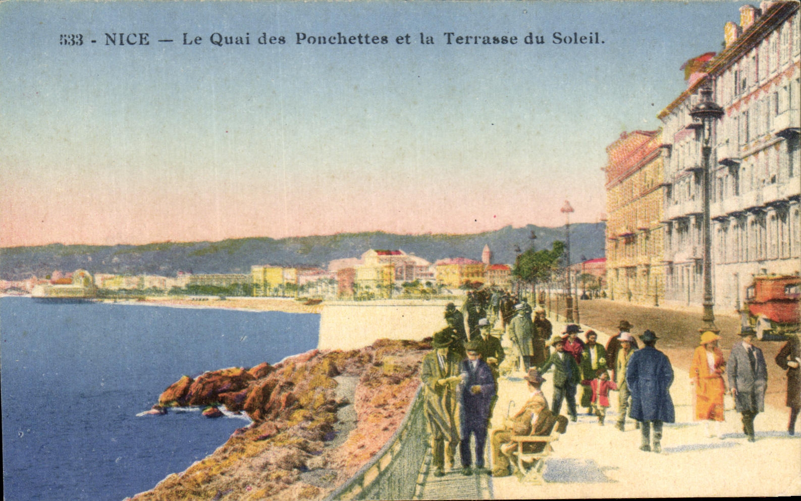 CPA Niza el Quay de Ponchettes y la terraza del Sun