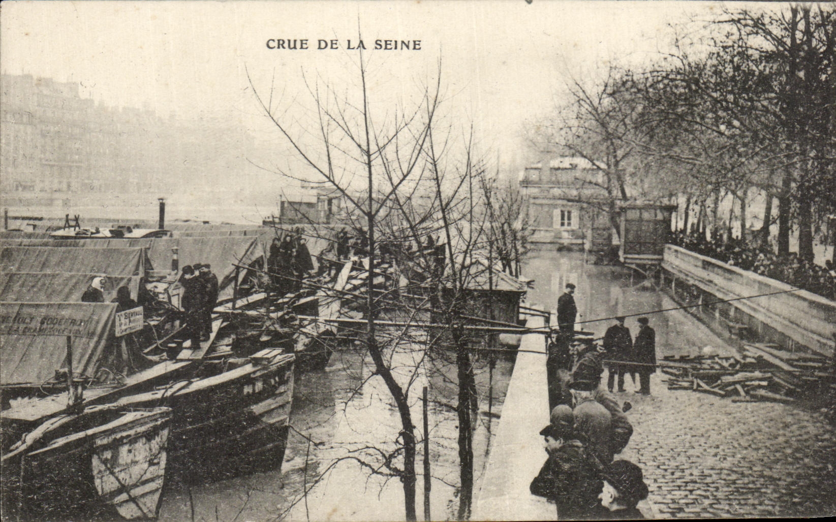 Raw CPA Of the Seine Paris Floods 1910
