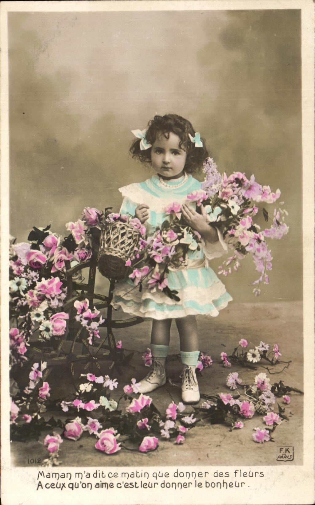 CPA Fantaisie Fleurs Maman Ma dit ce matin que donner Enfant