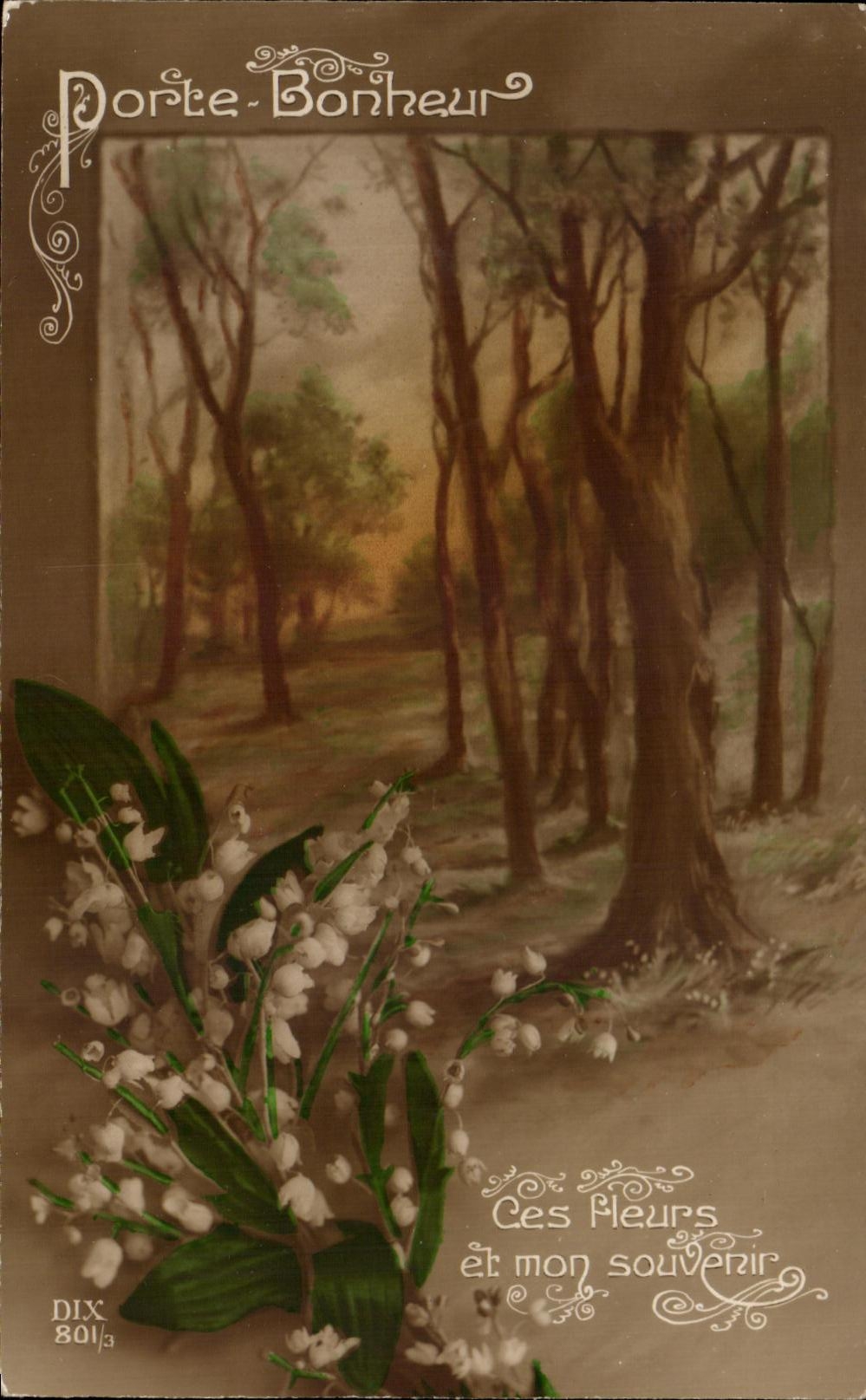 CPA Fantaisie Fleurs Porte Bonheur Muguet