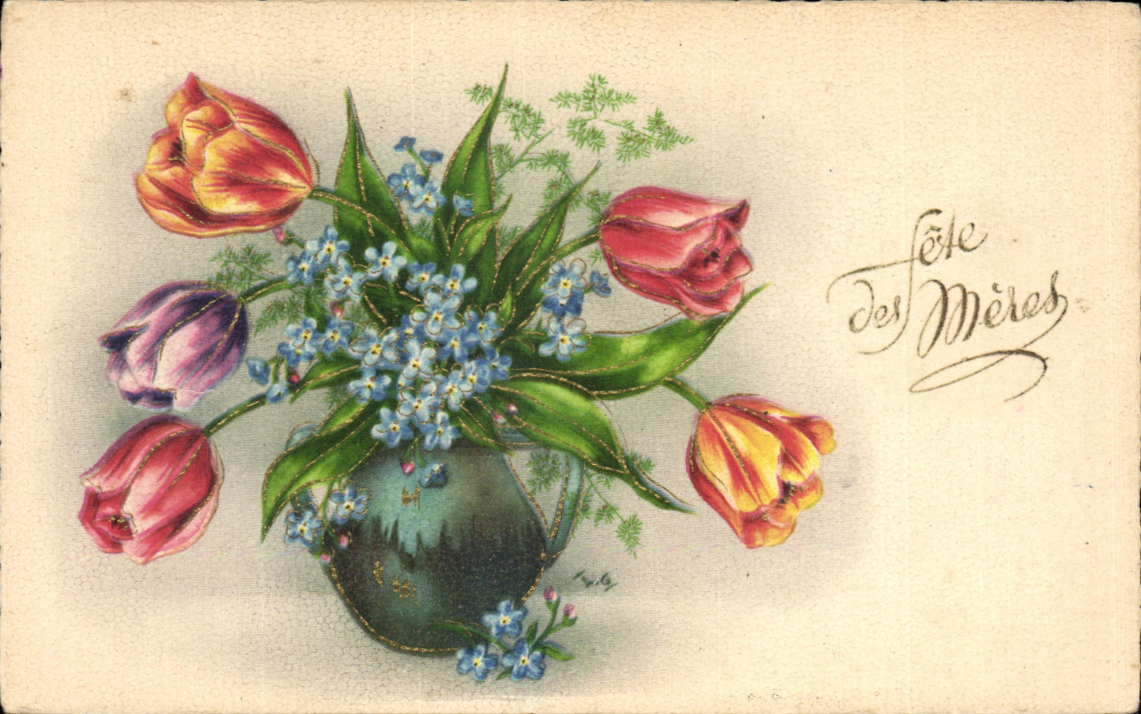 CPA Fantaisie Fleurs Fete des Meres