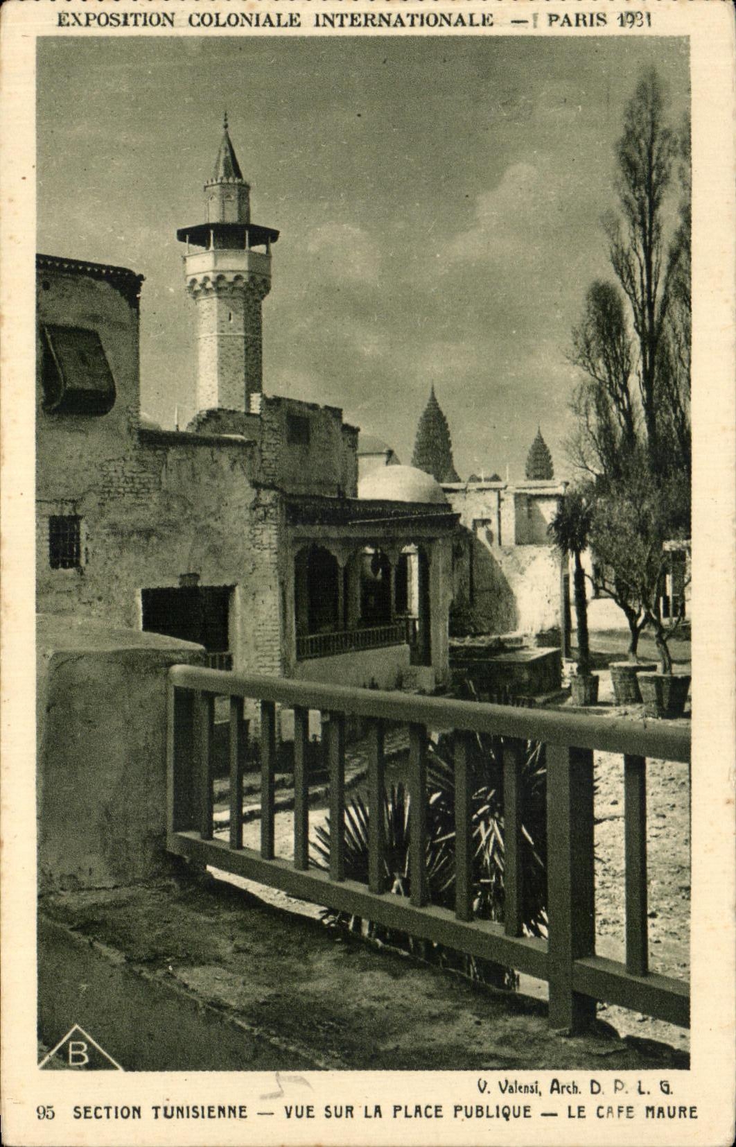 Seccion colonial justa internacional del tunecino de CPA Paris 1931 el maure del cafe